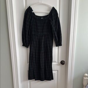J. Crew Black Sundress with Long Bishop Sleeves and Scoop Neck